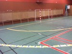 Création de multi terrains basket, hand-ball et badminton en gymnase en polyuréthane en intérieur